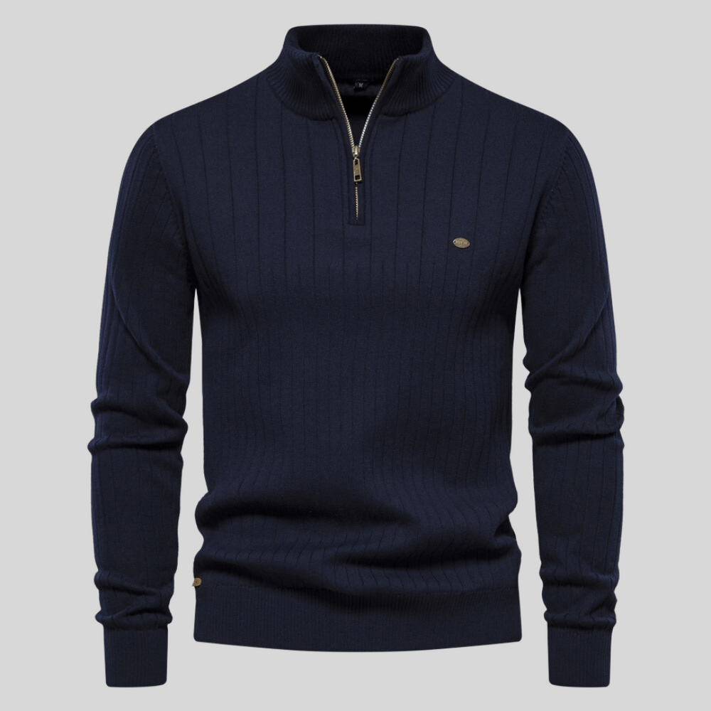 Benedict - Men's Ribbed Quarter-Zip Mock-Neck Pullover