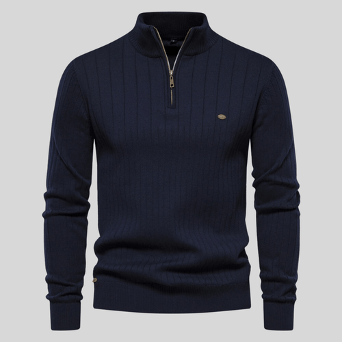 Benedict - Men's Ribbed Quarter-Zip Mock-Neck Pullover