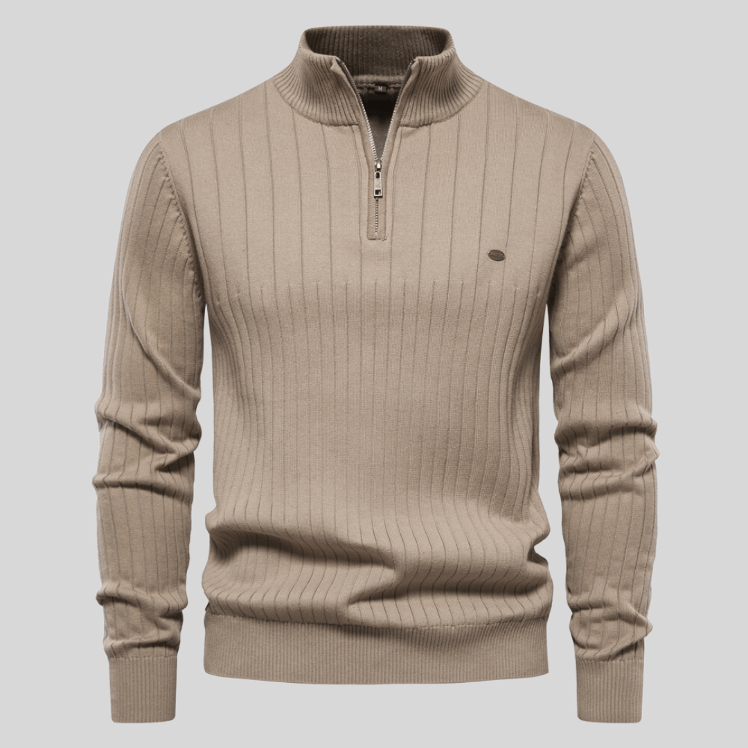 Benedict - Men's Ribbed Quarter-Zip Mock-Neck Pullover