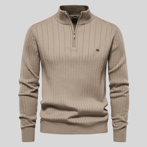 Benedict - Men's Ribbed Quarter-Zip Mock-Neck Pullover