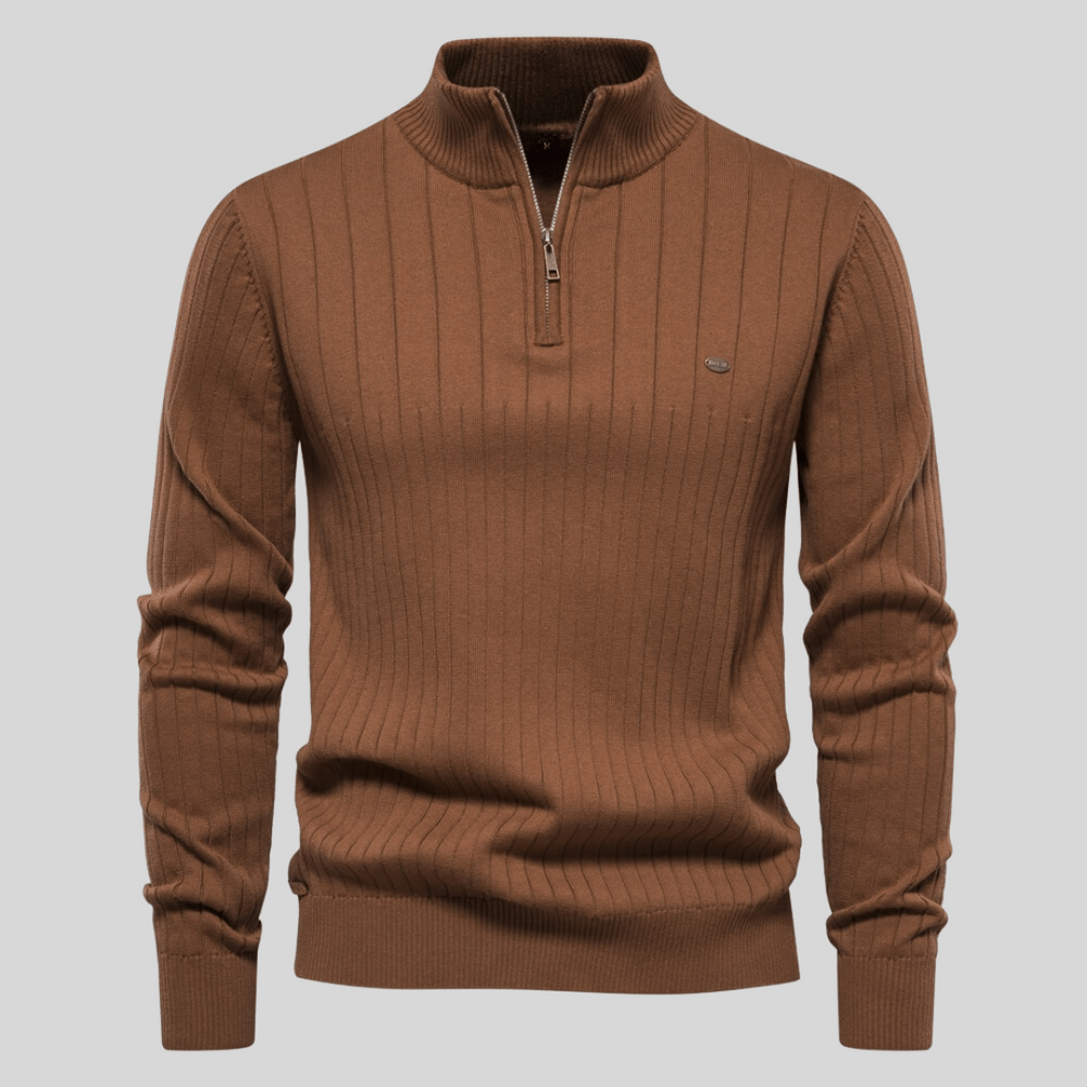 Benedict - Men's Ribbed Quarter-Zip Mock-Neck Pullover