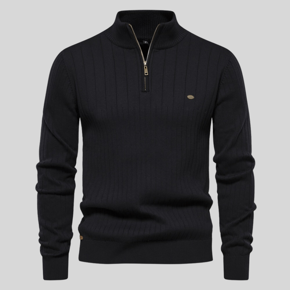 Benedict - Men's Ribbed Quarter-Zip Mock-Neck Pullover