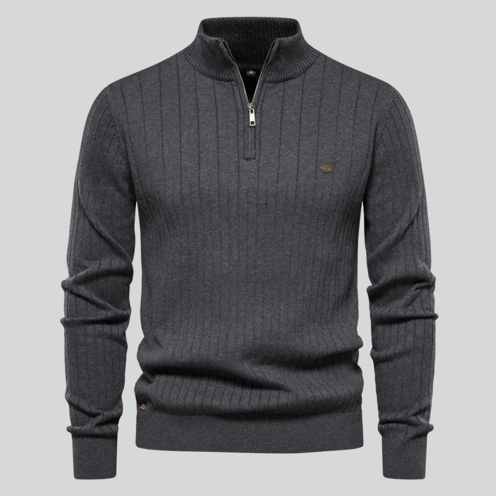 Benedict - Men's Ribbed Quarter-Zip Mock-Neck Pullover