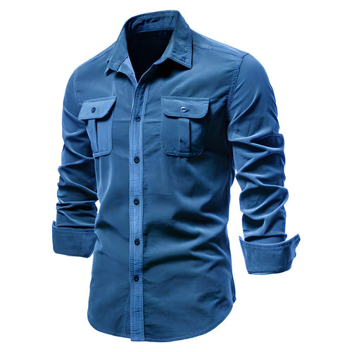 Brennan - Men's Long-Sleeve Shirt with Dual Chest Pockets