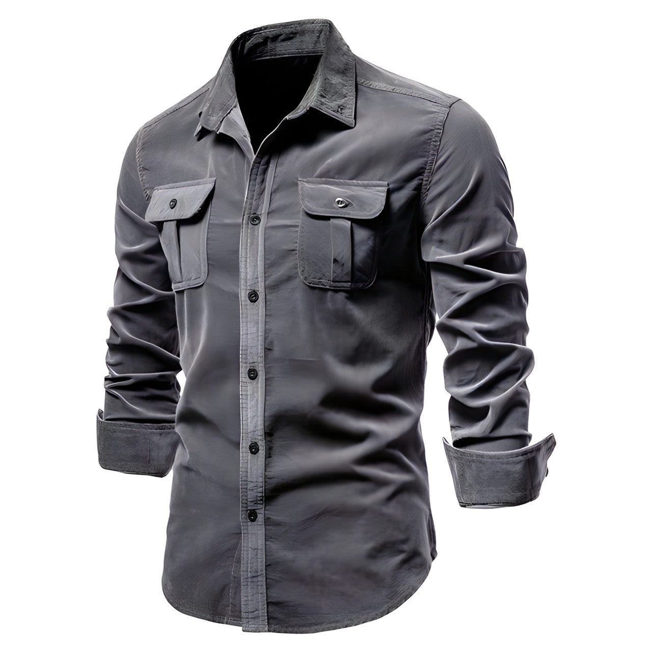 Brennan - Men's Long-Sleeve Shirt with Dual Chest Pockets