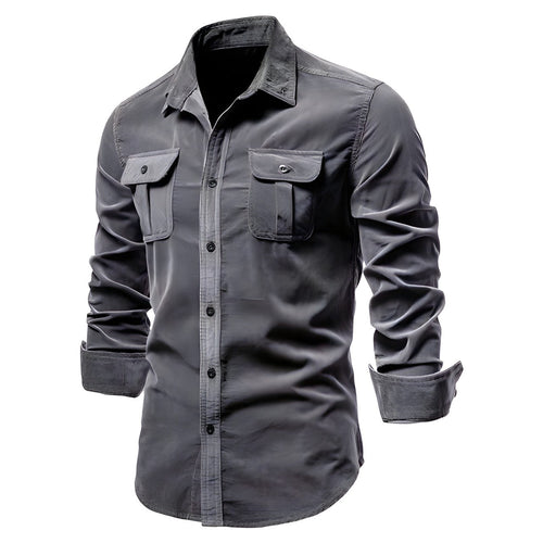 Brennan - Men's Long-Sleeve Shirt with Dual Chest Pockets