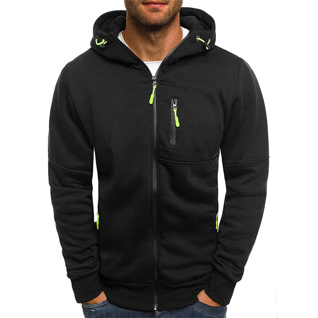 Caleb - Men's Zip-Up Hoodie with Neon Accents