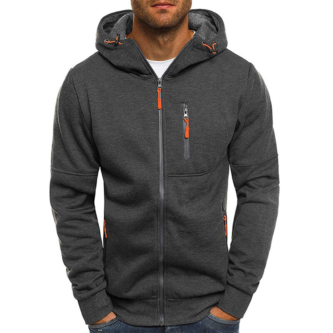 Caleb - Men's Zip-Up Hoodie with Neon Accents