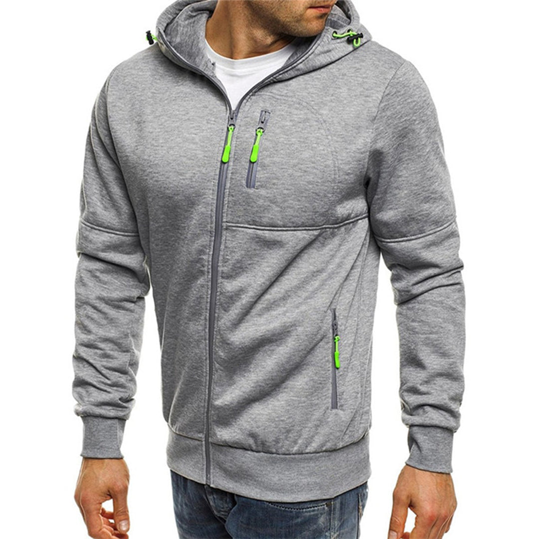 Caleb - Men's Zip-Up Hoodie with Neon Accents
