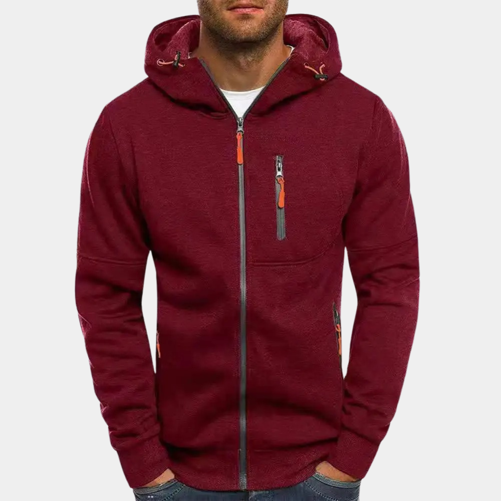 Caleb - Men's Zip-Up Hoodie with Neon Accents