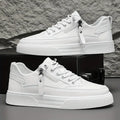 Carl - Men's Lace-Up Leather Sneakers with Side-Zip Detail