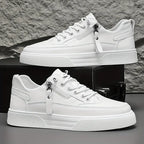 Carl - Men's Lace-Up Leather Sneakers with Side-Zip Detail
