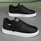 Carl - Men's Lace-Up Leather Sneakers with Side-Zip Detail