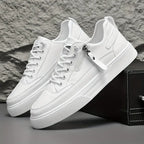 Carl - Men's Lace-Up Leather Sneakers with Side-Zip Detail