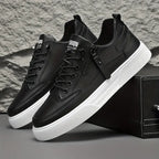 Carl - Men's Lace-Up Leather Sneakers with Side-Zip Detail