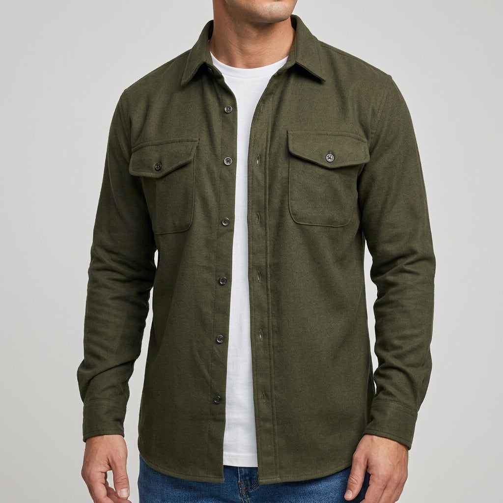 Casper - Men's Button-Front Overshirt with Chest Pockets