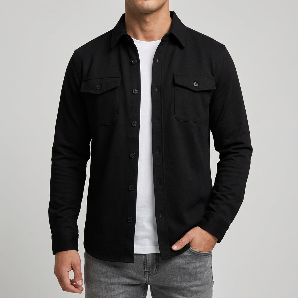 Casper - Men's Button-Front Overshirt with Chest Pockets