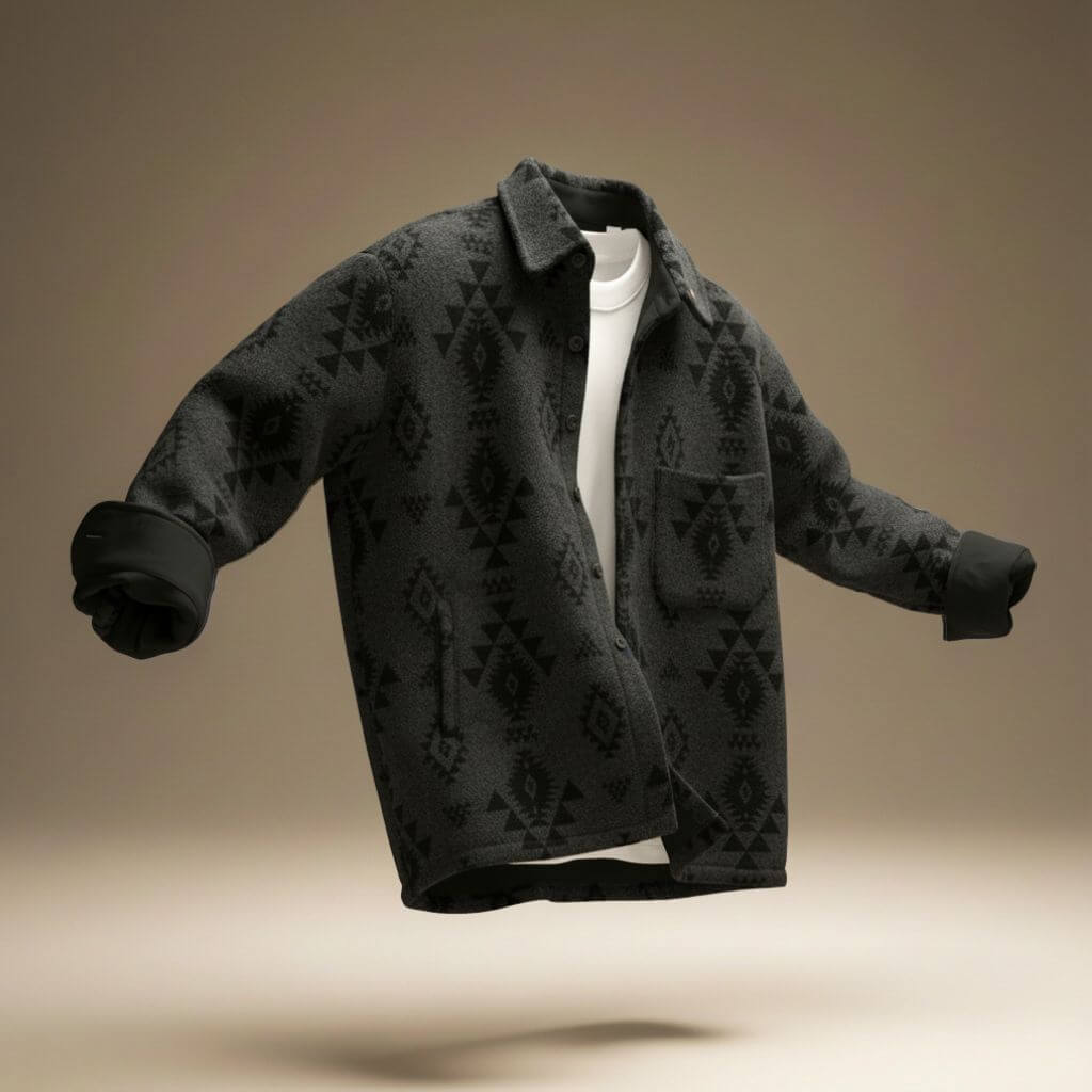 Cassian - Men's Geometric Wool Jacket with Notch Collar