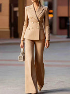 Celestine - Women's Pinstripe Blazer and Flared Pants Suit Set 5