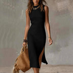 Celestine - Women's Ribbed Sleeveless Fitted Midi Dress 2