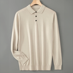 Cillian - Men's Wool Blend Polo with Ribbed Cuffs