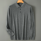 Cillian - Men's Wool Blend Polo with Ribbed Cuffs