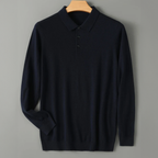 Cillian - Men's Wool Blend Polo with Ribbed Cuffs