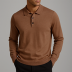 Cillian - Men's Wool Blend Polo with Ribbed Cuffs