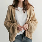 Clara - Women's Oversized Open-Front Cardigan with Ribbed Trim