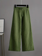Cordelia - Women's Ribbed Crewneck Sweater and Wide-Leg Knit Pants Set