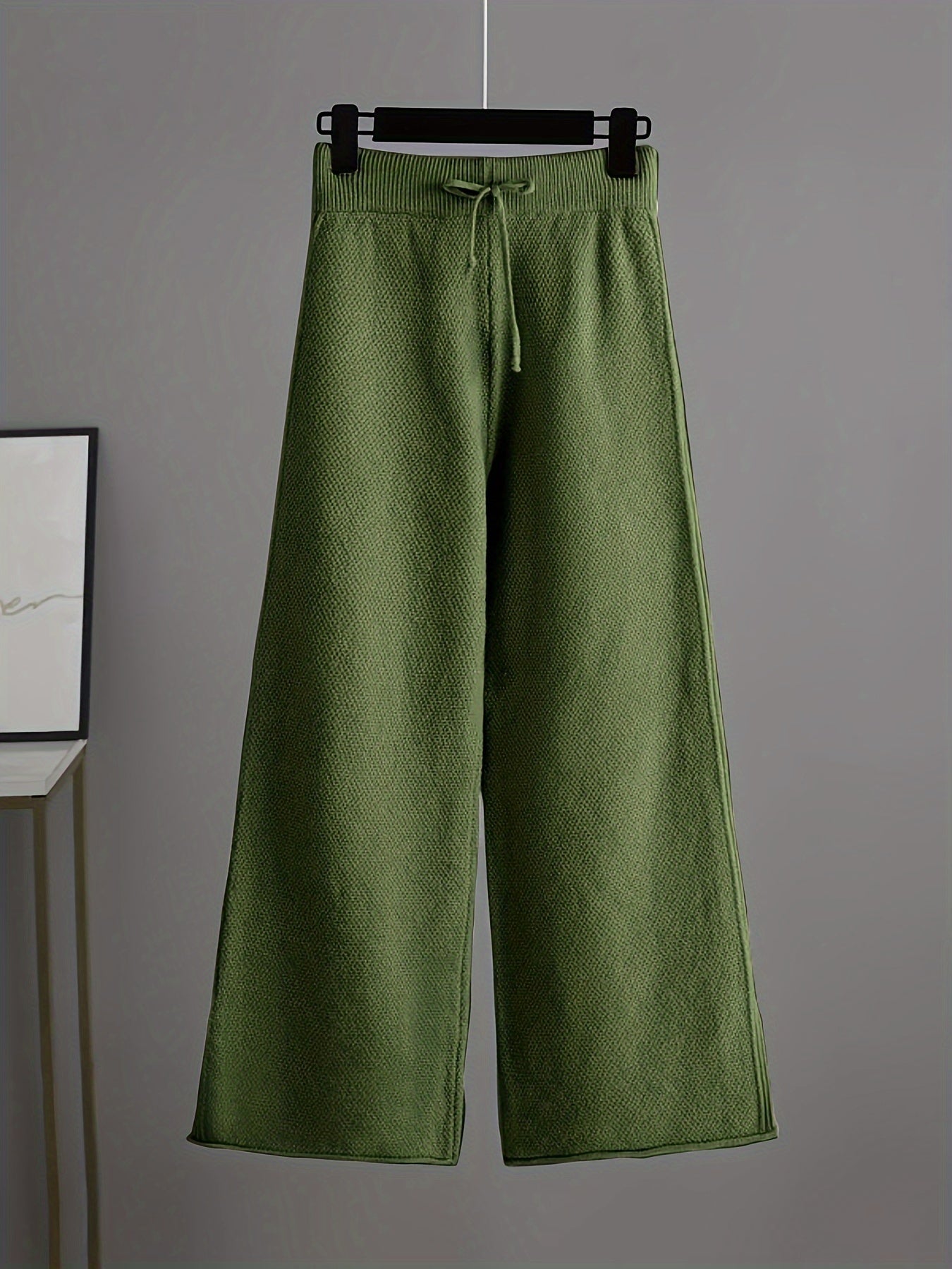 Cordelia - Women's Ribbed Crewneck Sweater and Wide-Leg Knit Pants Set