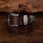 Dalton - Men's Embossed Western Belt with Ornate Buckle