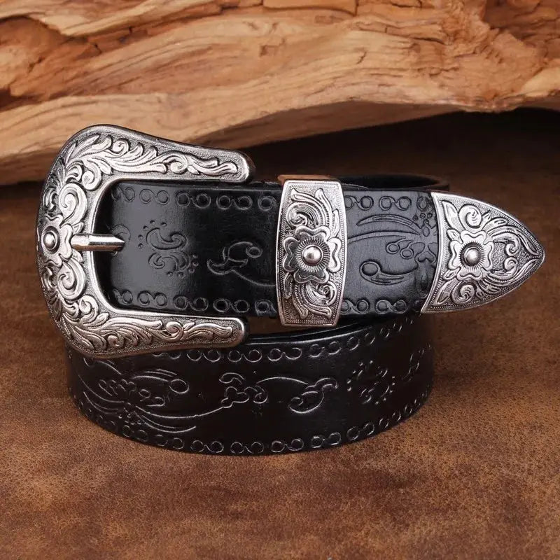 Dalton - Men's Embossed Western Belt with Ornate Buckle