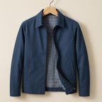Dawson - Men's Gingham-Lined Zip Jacket with Spread Collar