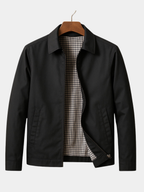 Dawson - Men's Gingham-Lined Zip Jacket with Spread Collar