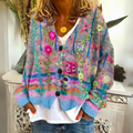 Dorothea - Women's Button-Front Floral Cardigan with Oversized Fit