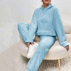 Elena - Women's Boucle Drawstring Hoodie and Tapered Jogger Set