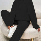 Elena - Women's Boucle Drawstring Hoodie and Tapered Jogger Set