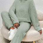 Elena - Women's Boucle Drawstring Hoodie and Tapered Jogger Set