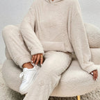 Elena - Women's Boucle Drawstring Hoodie and Tapered Jogger Set