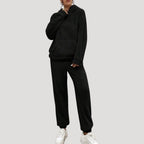 Elena - Women's Boucle Drawstring Hoodie and Tapered Jogger Set