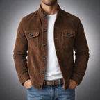 Elijah - Men's Suede Button-Front Jacket