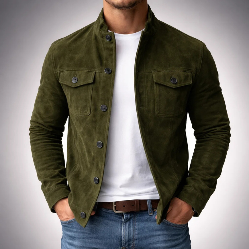 Elijah - Men's Suede Button-Front Jacket