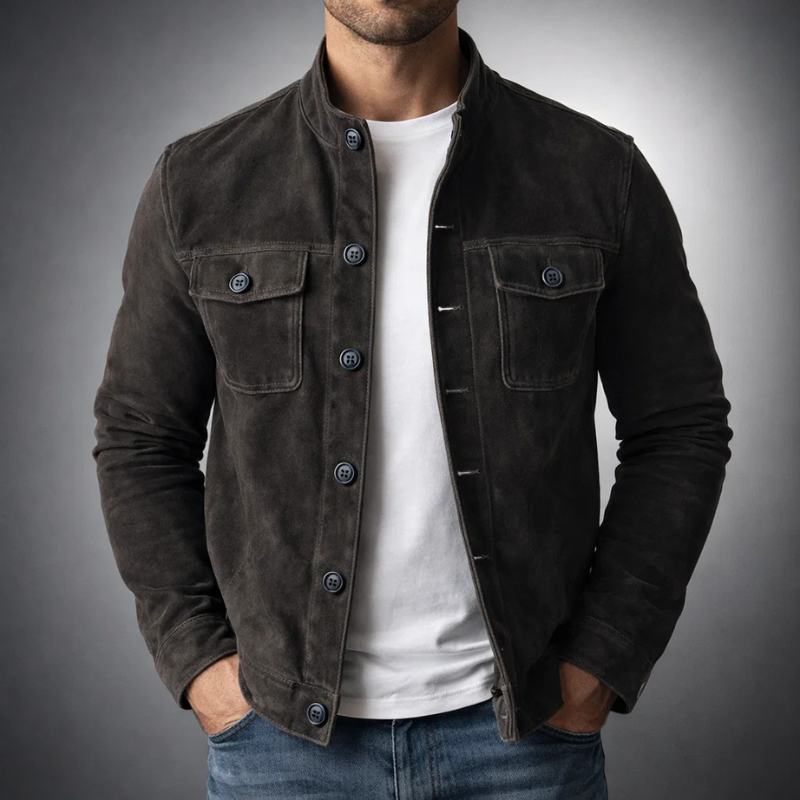 Elijah - Men's Suede Button-Front Jacket