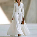 Eline - Women's Collared Long Sleeve Shirt Maxi Dress 2