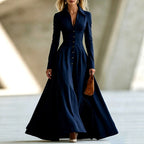 Eline - Women's Collared Long Sleeve Shirt Maxi Dress 4