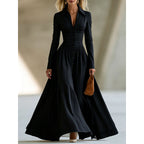 Eline - Women's Collared Long Sleeve Shirt Maxi Dress 5
