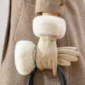 Elise - Women's Faux-Fur Cuff Gloves with Wrist Strap