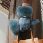 Elise - Women's Faux-Fur Cuff Gloves with Wrist Strap