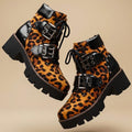 Elsie - Women's Buckle-Strap Lug-Sole Platform Boots